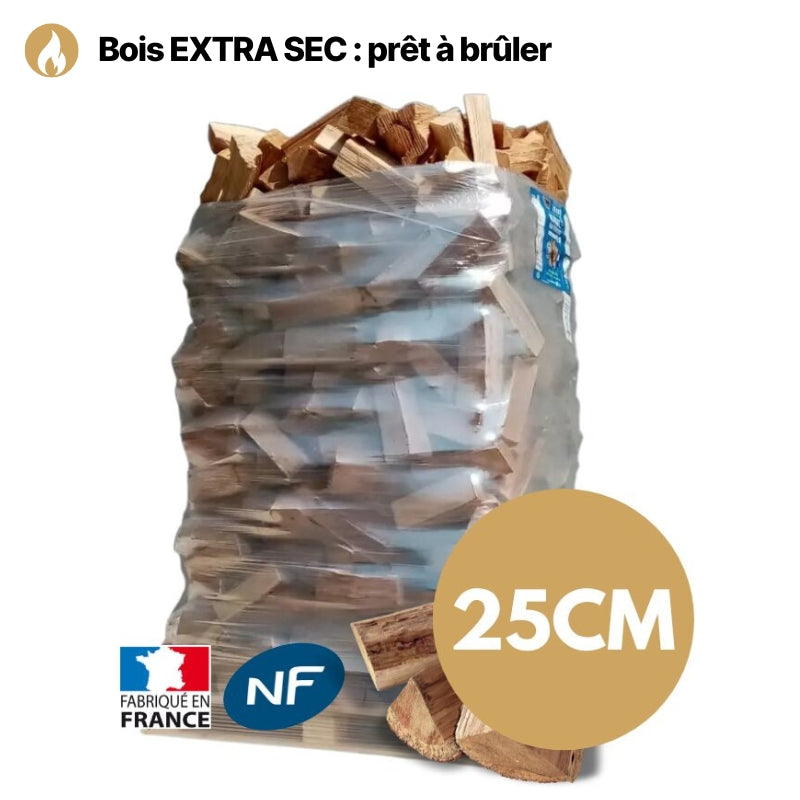 Bois de chauffage 25 cm ballot sur palette 1,3 m³ Extra Sec – 1,60 stère