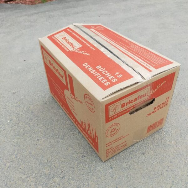Bûches compressées Bricafeu – Carton de 15 bûches
