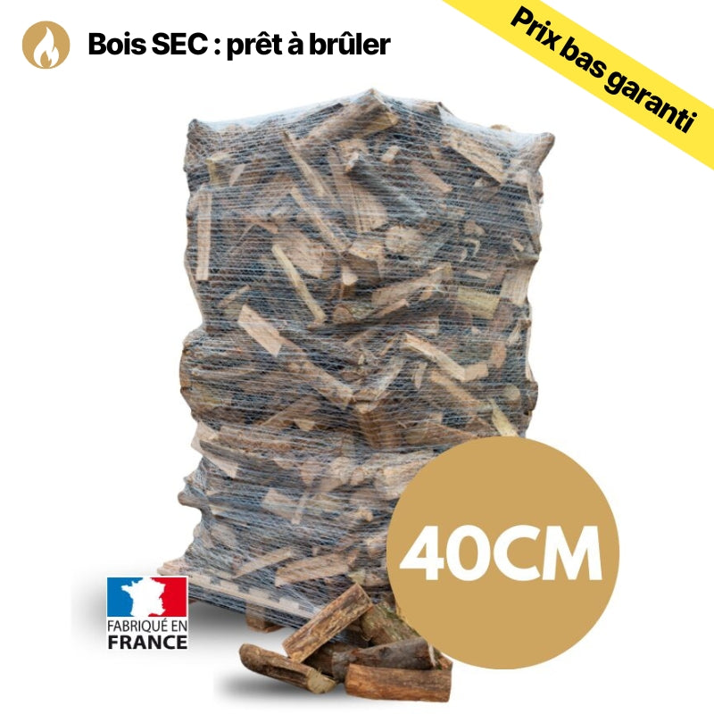 Bois de chauffage 40 cm ballot sur palette 2 m³ Extra Sec – 1,85 stère