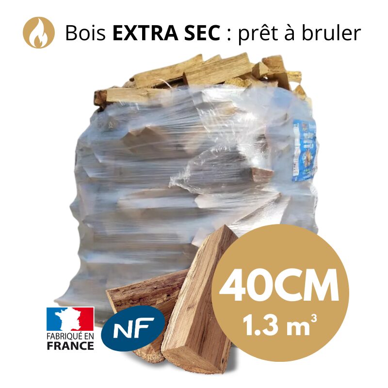 Bois de chauffage 40 cm ballot sur palette 1,3 m³ Extra Sec – 1,25 stère